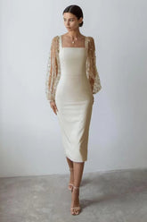 Embroidery Sheer Elegant Midi Dress | Dress In Beauty
